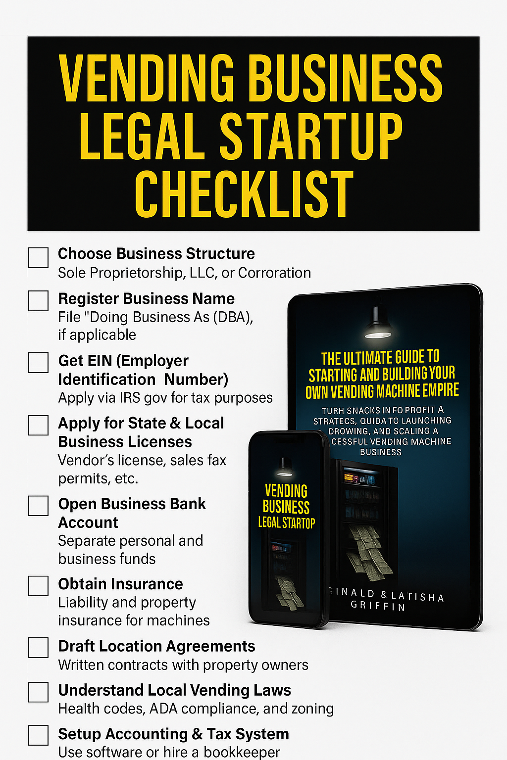 Vending Machine Business StartUP Bundle:  The Ultimate Guide Ebook + 21 Day Business Planner + Vending Business Legal StartUp Checklist